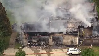 AERIALS | House fire in Clark County