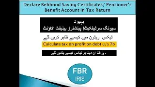 How to declare PBA | Behbood saving certificates in Tax Return | Profit on debt u/s 7b.