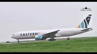Boeing 777 de Eastern despegando de Palmerola Honduras,  operando vuelo de Iberojet a Madrid.