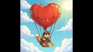 ✨ Cute Cat Flying in a Colorful Air Balloon 🎈🐱# cute cat #cat airballoon ride #flying cat.