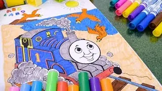 Coloring Thomas the Tank Engine at Seashore &diams; Coloring page with Thomas and Friends &diams;