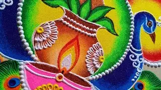 Diwali peacock rangoli design #diwali #rangoli #satisfying