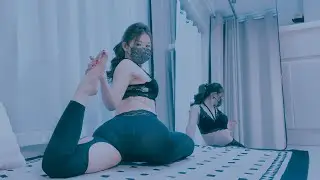 Tight Leggings & Lace Sports Bra Yoga Stretch | 4K Lookbook | レギンスヨガ & 柔軟 | 레깅스