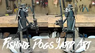 Building fishing dog yard art sculptures
