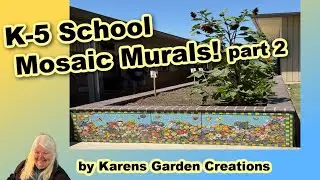 Making flower garden mosaic mural for an elementary school! Part 2