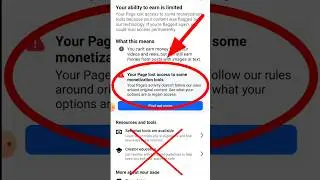 your Page lost access to some monetization tools #facebook #hackfaceboon #monetization #shorts