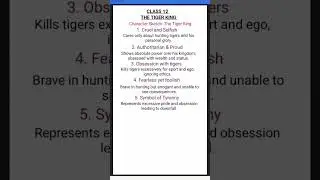 The Tiger King Character Sketch Class 12 English #class12#cbse#english#charactersketch#ytshorts