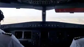 Emirates A330 in Iraq - HARD windy landing (cockpit view)