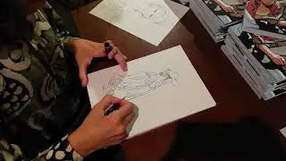 Bastien Viv&egrave;s disegna / dessine / drawing Corto Maltese (Galleria Nuages, Milano)