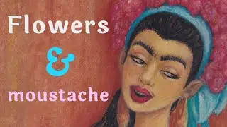 Drawing a colourful piece inspired by Frida Kahlo  - with polychromos coloured pencils