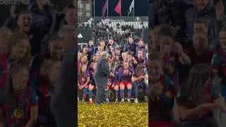 Joan Laporta celebrating 🎉🥳 super Copa del espana 🏆 with Barcelona feminine #soccerplayer #trophy