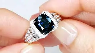 Ceylon Cobalt Spinel Ring at 3.62 carats by Kat Florence KF07977