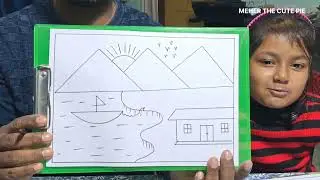 DRAWING NATURAL SCENERY BY MEHER AND HER PAPA #kidsdrawing #drawing #drawing4kids