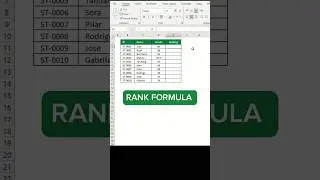 How to use Rank Formula #exceltutorial