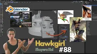 (Day 88) Blender Sculpting: Hawkgirl (DC Comics) - Hard surface details to the base