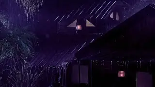 Rainstorm Night ⛈️🏠 Tin Roof Cabin in the Jungle, Relaxing Sleep Sounds