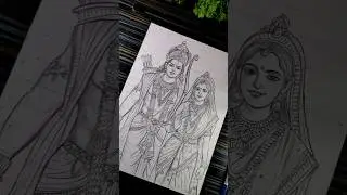 Ram Sita Drawing, Ram Navami Special Lord Siya Ram Drawing ❤️&zwj;🩹✍️ #shorts #sitaram #ramnavami #art