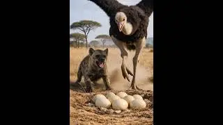 😱 Angry Ostrich Kicks Hyena! | गुस्से में शुतुरमुर्ग  Wildlife वन्यजीव #animals #rescue #fyp #viral