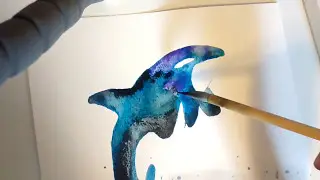 Orca galaxy watercolor painting clip