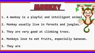10 lines essay on monkey/Monkey par 10 line english mein/10 lines on Monkey/Monkey essay in english 