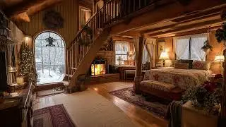 The Cabin Lit by a Tired Flame | Cozy Fireplace Sounds for Calm and Rest