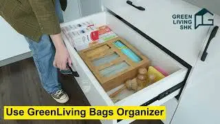 Premium Wood Ziploc Bags Organizer / Food Storage Bags Holder
