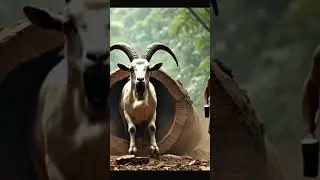Giant Goat Stuck in Log 🐐 | Workers in Shock | Ultra Realistic Animation