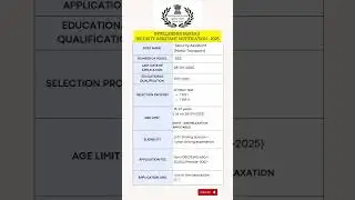 INTELLIGENCE BUREAU SA( MT) 2025🚨#shorts #trending #govtjobs #latestnews #telangana #job #update