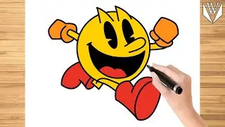 How to draw Pac Man Step by step Tutorial | Free Download Coloring Page
