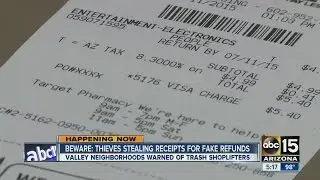 Thieves stealing receipts for bogus refunds
