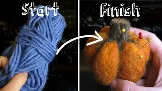 Relaxing - Watch this Pumpkin Pincushion be Sculpted from Yarn and Fleece