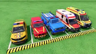 TRANSPORTING POLICE CARS, AMBULANCE, FIRE TRUCK, COLORFUL CARS WITH MIXER FARMING SIMULATOR 22! #177