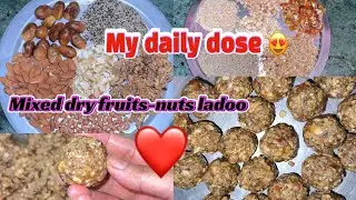 My daily dose ❤️ Mixed dry fruits ladoo 🙃best healthy sweet cravings 😇@Alisanworld #healthyladoo