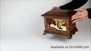 Soft Breezes Sailing Cremation Urn in Walnut Wood