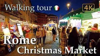 Christmas Market in Rome🎄Piazza Navona, Italy【Walking Tour】4K