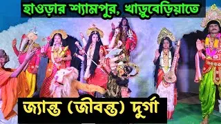 জীবন্ত (জ্যান্ত) দুর্গা হাওড়ার শ্যামপুর খাড়ুবেড়িয়াতে | Best durga idol in Uluberia | Durga puja 