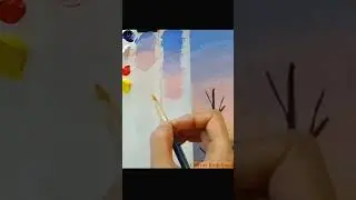How to make colorful sunset /sunrise sky in acrylic painting #acrylicpainting #artshorts #artreels