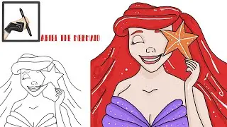 How to Draw Ariel the Mermaid- step by step- tutorial