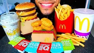 ASMR MCDONALDS CHICKEN NUGGETS OREO MCFLURRY ICE CREAM BIG MAC EATING FRIES MUKBANG JERRY NO TALKING
