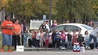 Students evacuate schools for fire prevention week