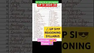 upsi 2024 Reasoning syllabus  up police constable new vacancy ! #upsi #shortvideos #shorts #ytshorts