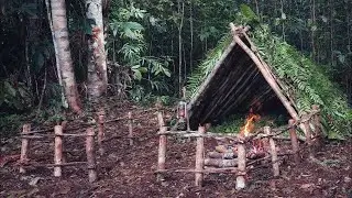 🌧️ 3 Days Alone in the Jungle | Building a Stormproof Survival Shelter ⛺🔥