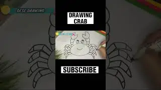 HAPPY COLORING CRAB | HOW DO YOU DRAW A CRAB STEP BY STEP #short #desedrawing #logo #crab