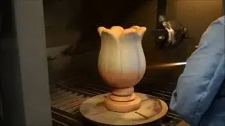 Copper Spray Coating a Vase using Spray Booth, Turntable, Wire Spray Gun [HD]