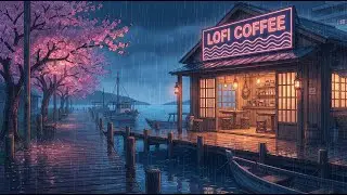 Rain Drips on a Neon Harbor Café 🌸💜 Sakura Mood for Study, Focus, and Chill Beats
