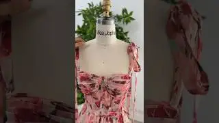 Corset Floral print chiffon slit dress with tie straps #dress #fashionweek #hautecouture #fashion