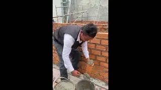 Super skill worker show us how to brick laying