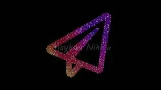 Icon paper plane is made up of LED square shapes that shimmer and flicker. There are black dead d...