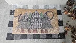 Cute Christmas or Winter Door Mat w/ Trees, Non-Slip