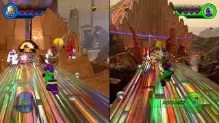 Captain Avalon vs. Kang on Rainbow Bridge in Lego Marvel Superheroes 2